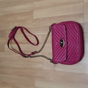 Da Milano Leather Fuschia Quilted Crossbody Bag
